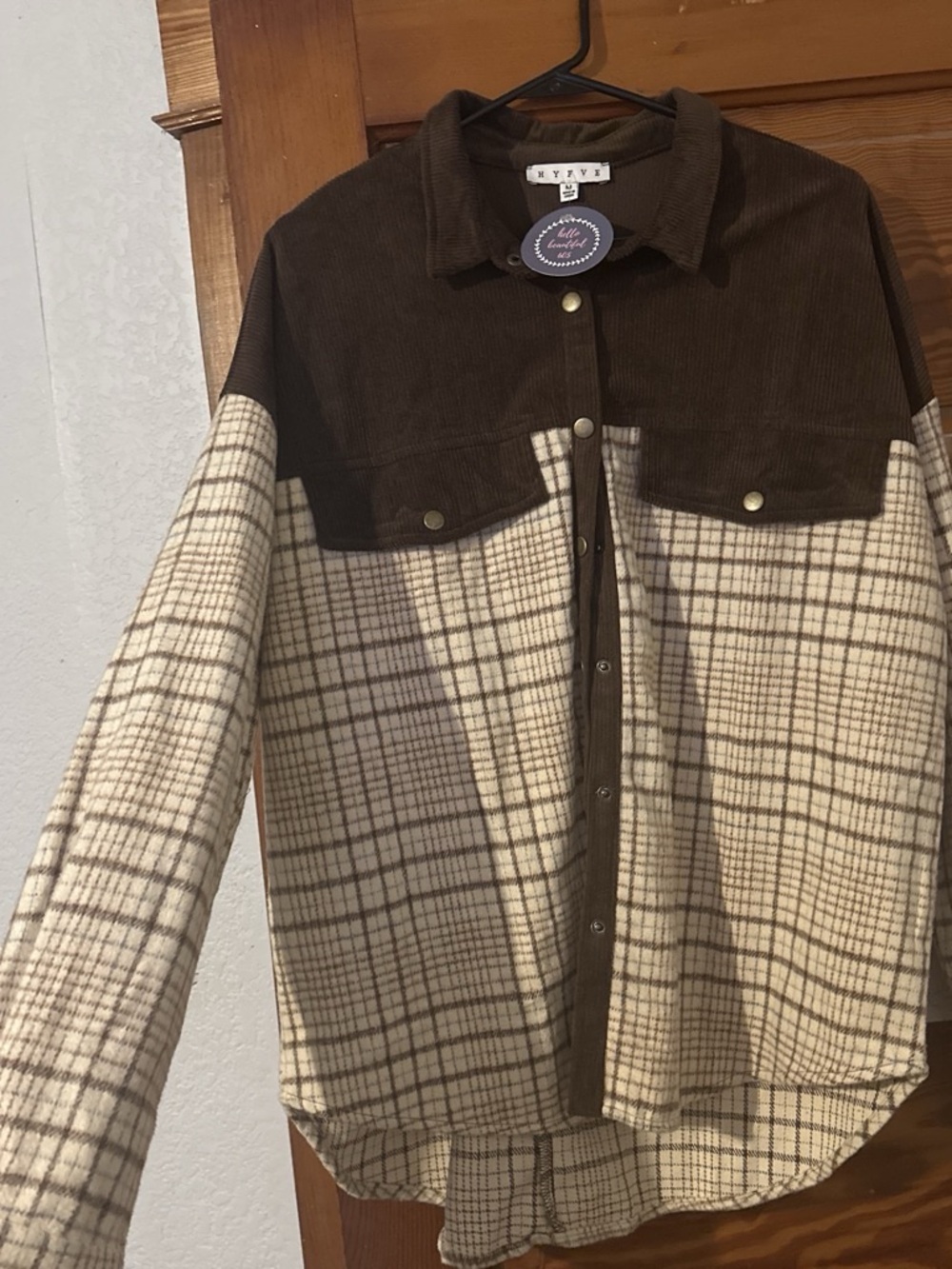 HYFVE Plaid Corduroy Color Block Jacket Size Medium NWT